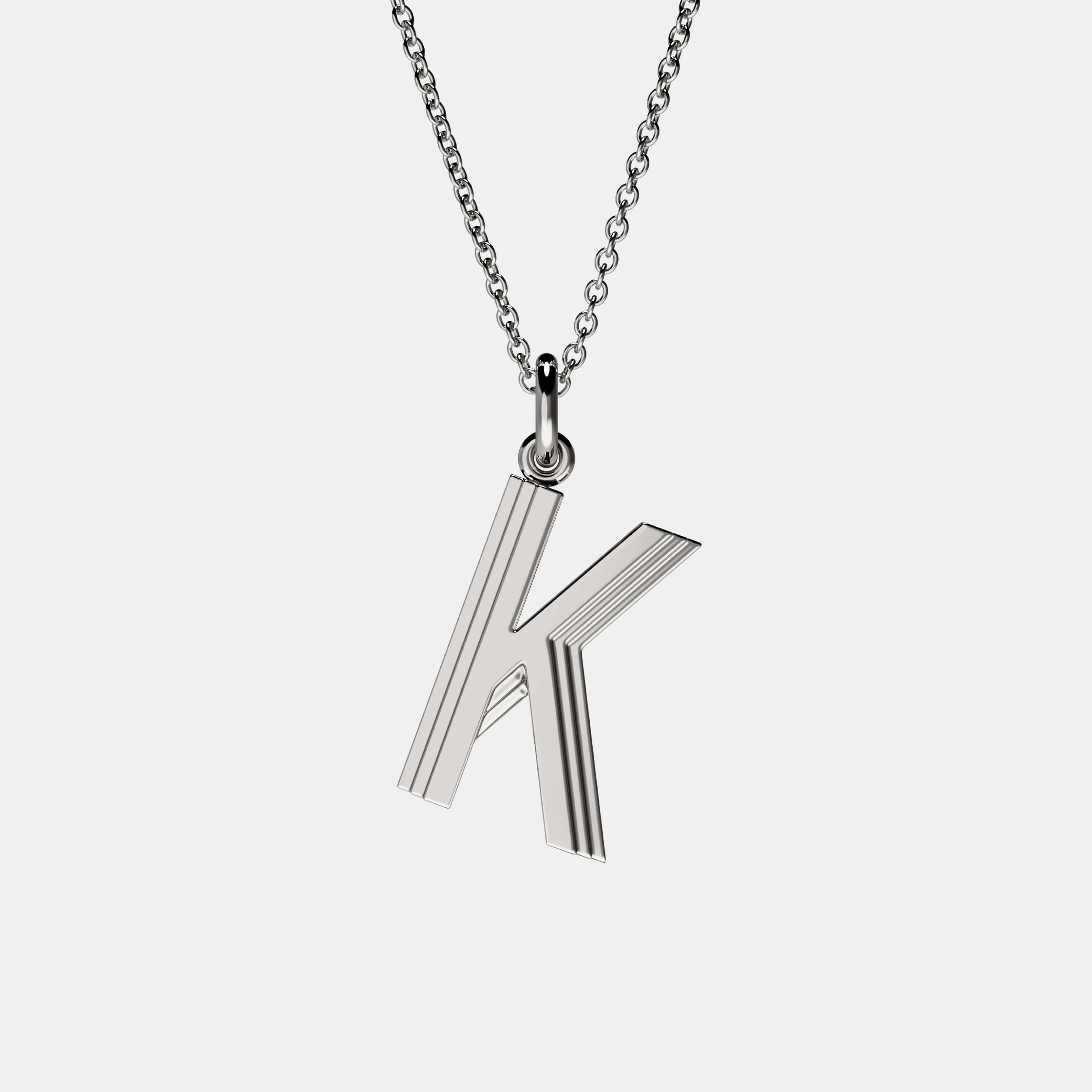 Contours Large Letter Pendant in White Gold