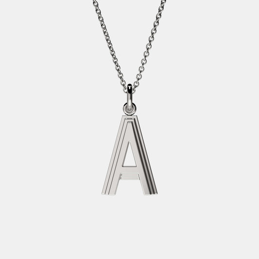 Contours Large Letter Pendant in White Gold