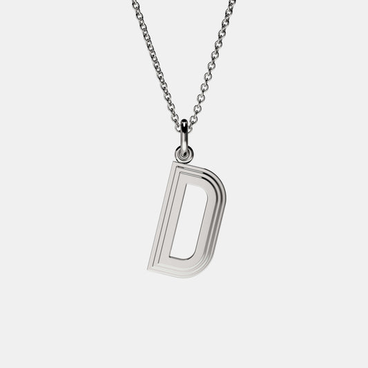 Contours Large Letter Pendant in White Gold