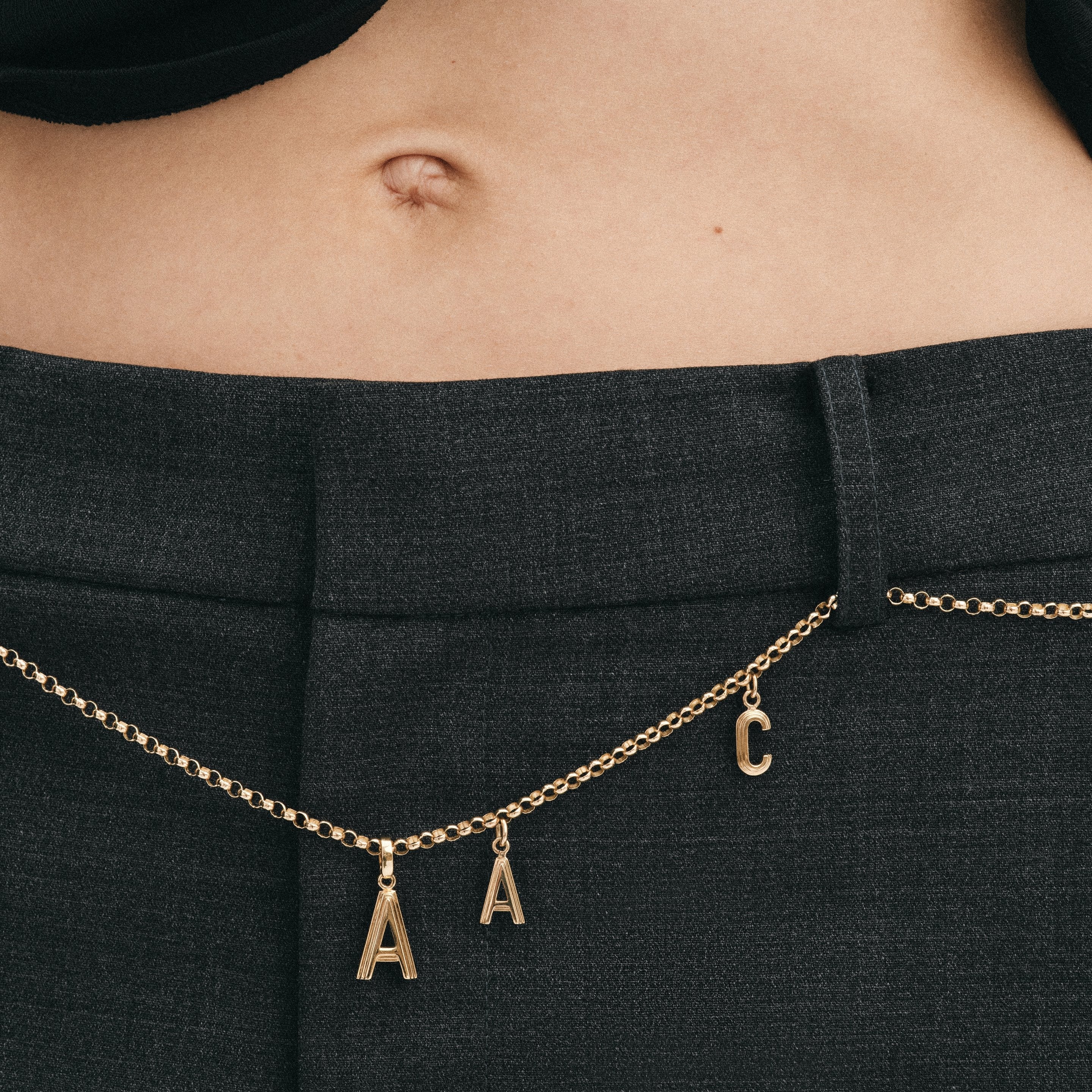 Contours Letter Pendant in Yellow Gold