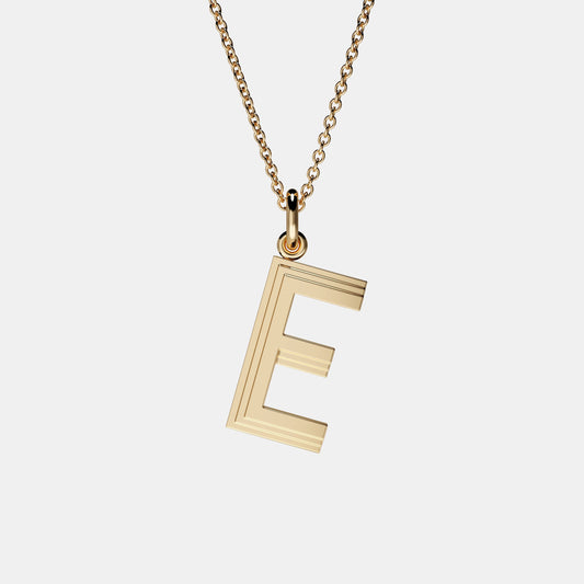 Contours Large Letter Pendant in Yellow Gold