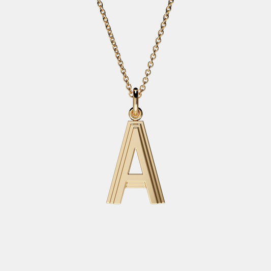 Contours Large Letter Pendant in Yellow Gold