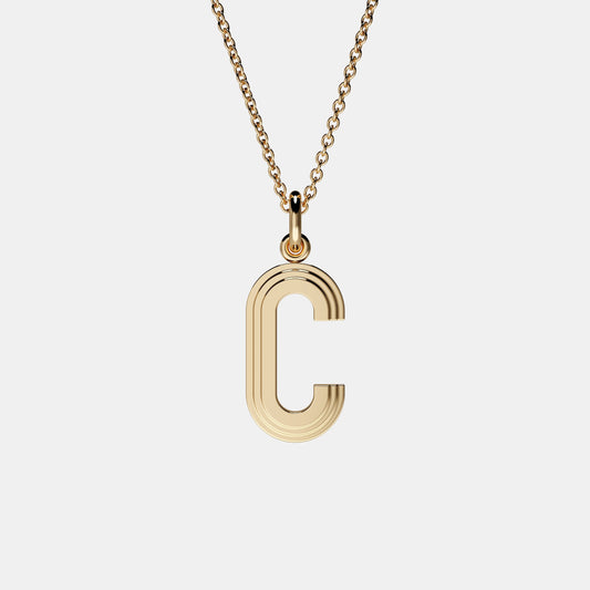 Contours Large Letter Pendant in Yellow Gold
