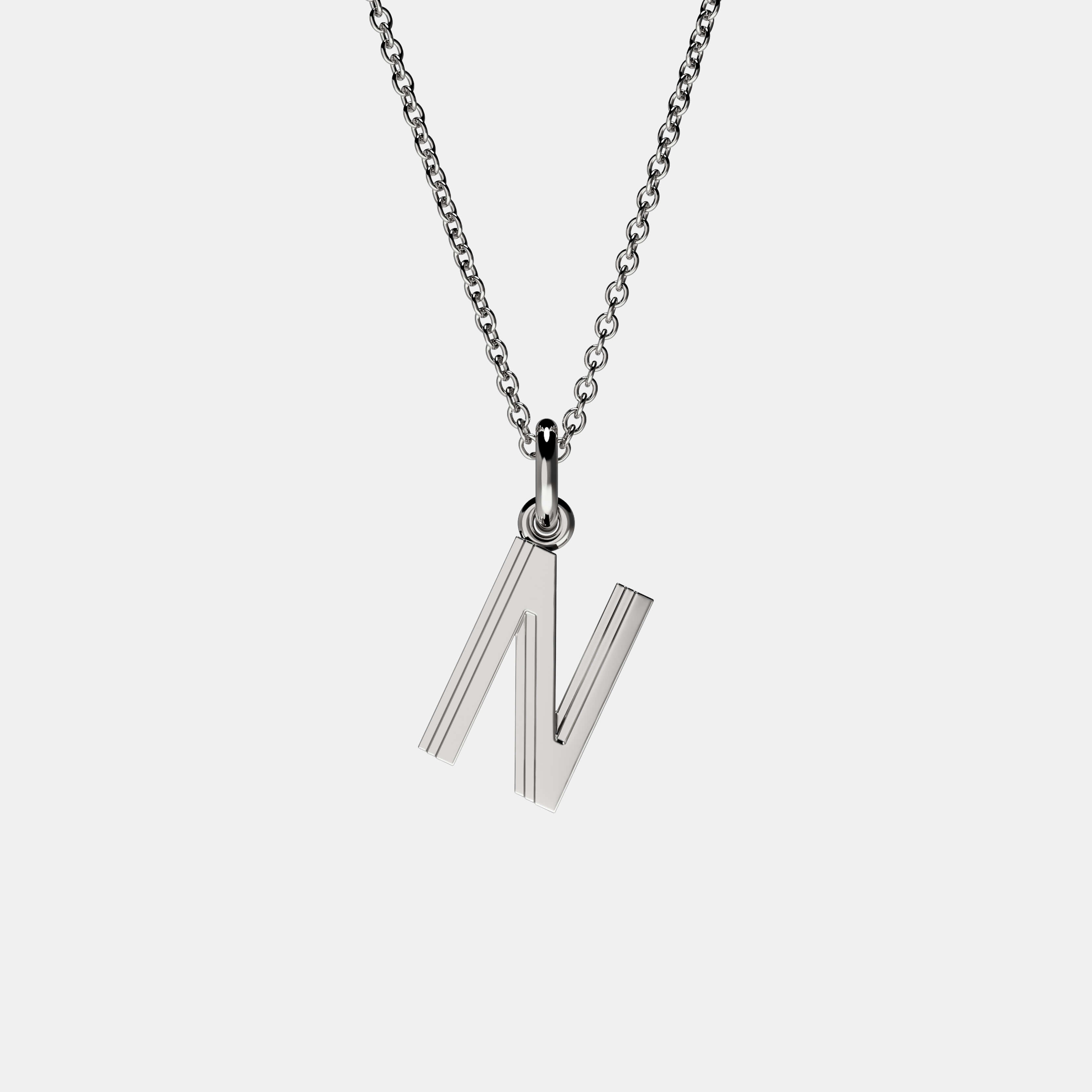 Contours Letter Pendant in White Gold