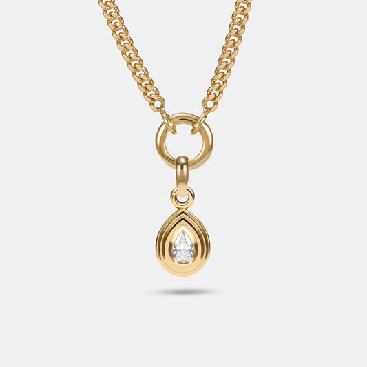 Contours Pendant Charm Pear Diamond in 18 Karat Yellow Gold