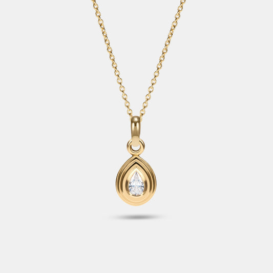 Contours Pendant Charm Pear Diamond in 18 Karat Yellow Gold
