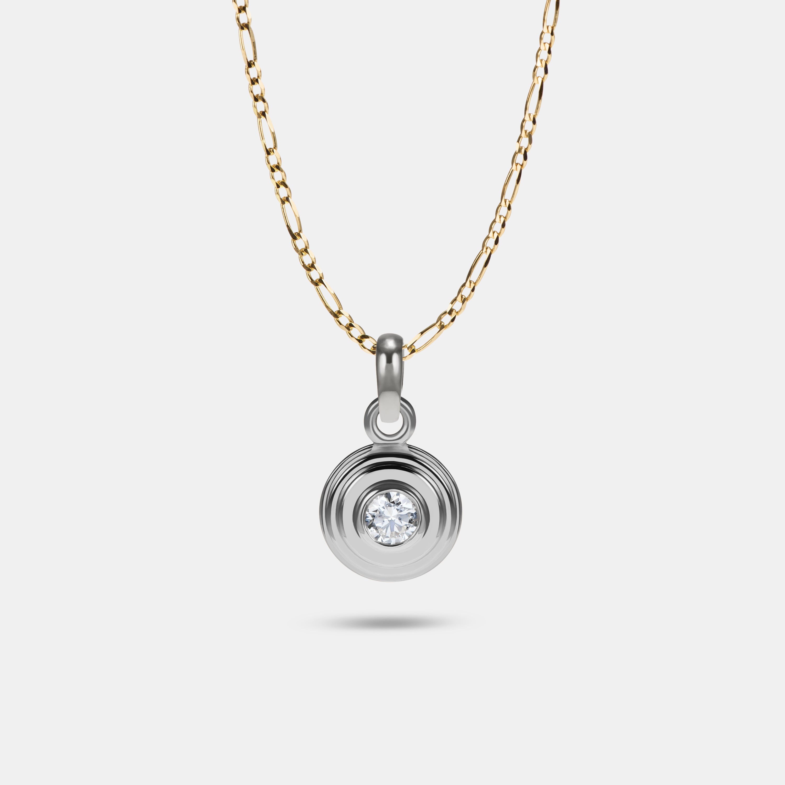 Contours Pendant Charm Round Diamond in 18 Karat White Gold