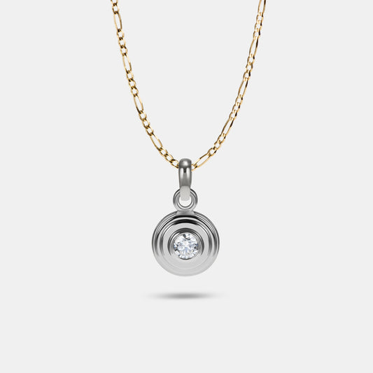 Contours Pendant Charm Round Diamond in 18 Karat White Gold
