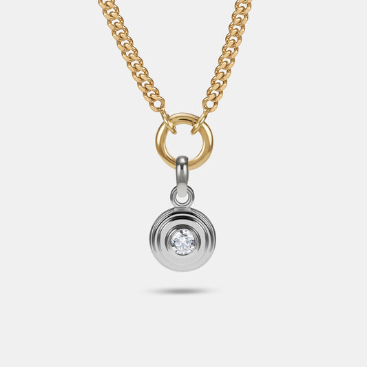 Contours Pendant Charm Round Diamond in 18 Karat White Gold
