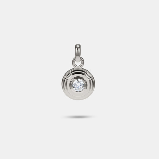 Contours Pendant Charm Round Diamond in 18 Karat White Gold