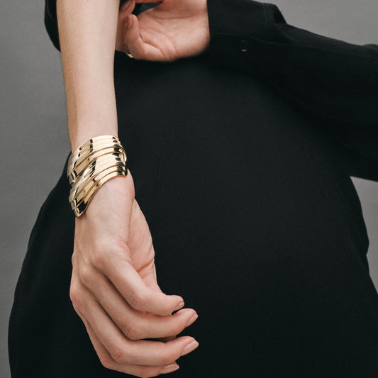 Contours Wrist Cuff in Yellow Gold