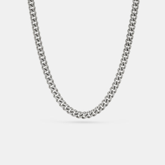 Curb Chain Necklace in White Gold