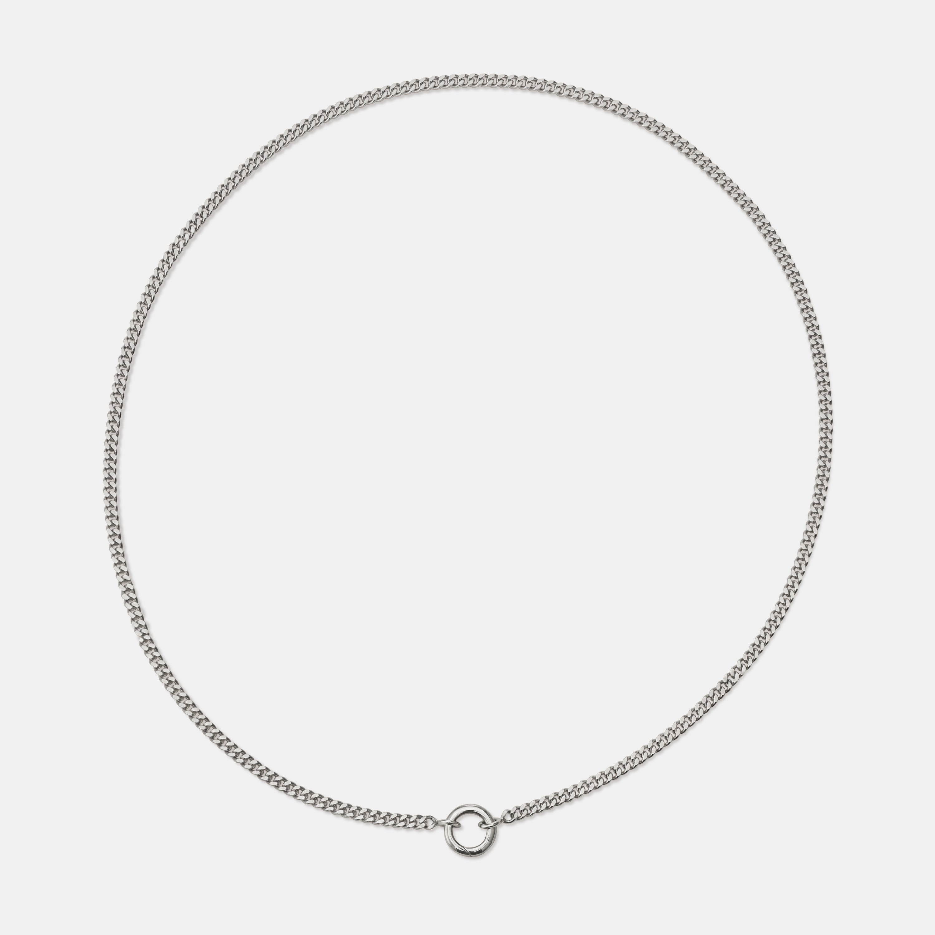 Curb Chain With Charm Clasp in white gold