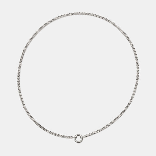 Curb Chain With Charm Clasp in white gold