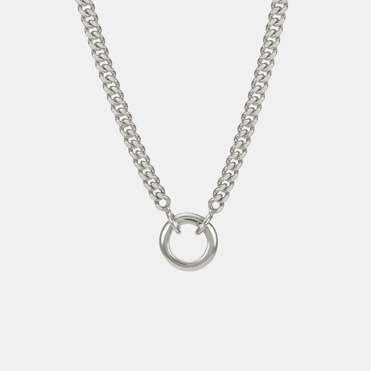 Curb Chain With Charm Clasp in white gold