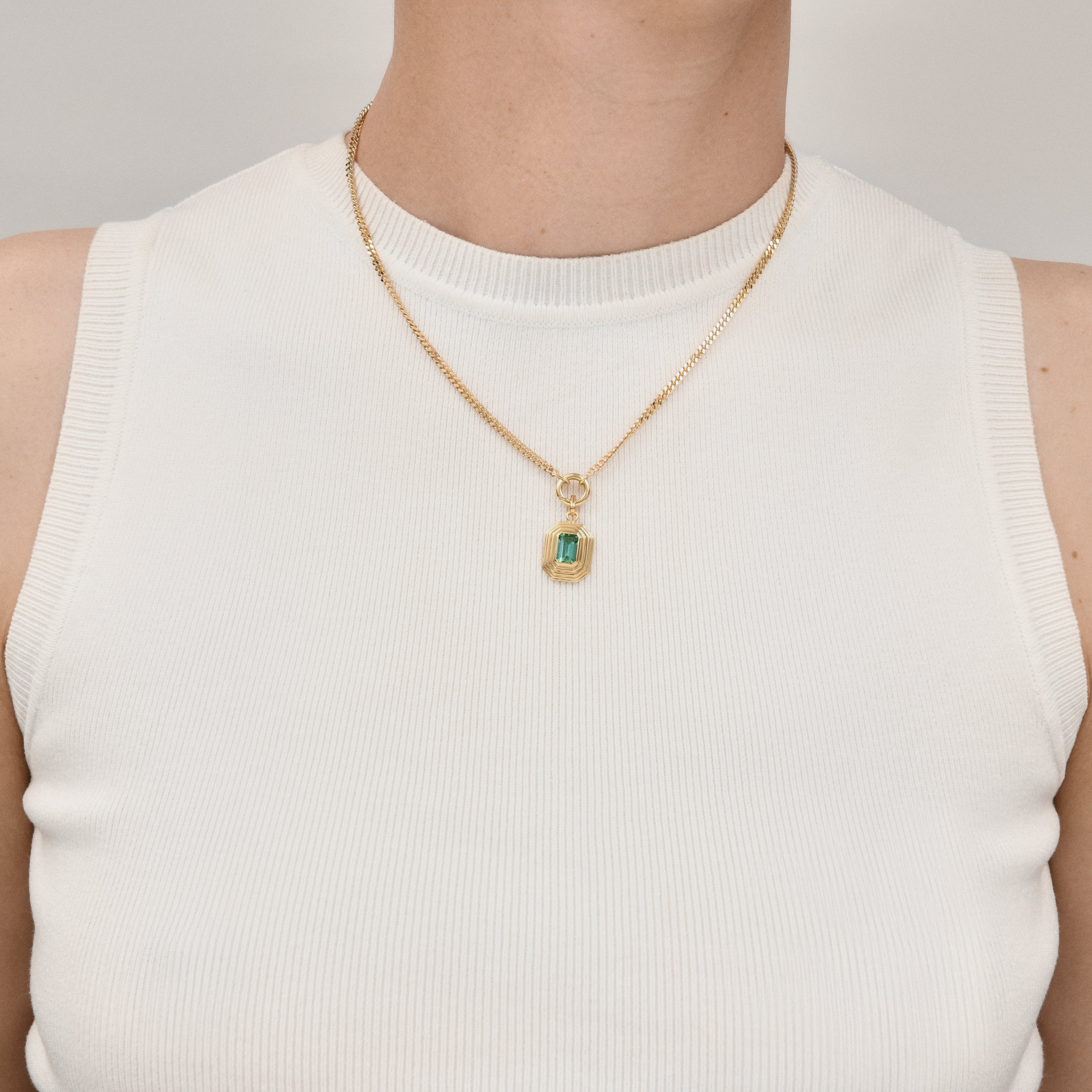 Curb Chain With Charm Clasp in white gold