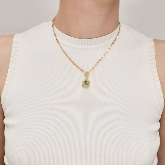 Curb Chain With Charm Clasp in white gold