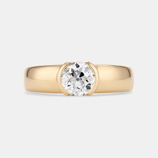 DION 1.08ct Antique Old Mine Cut Diamond Solitaire Engagement Ring