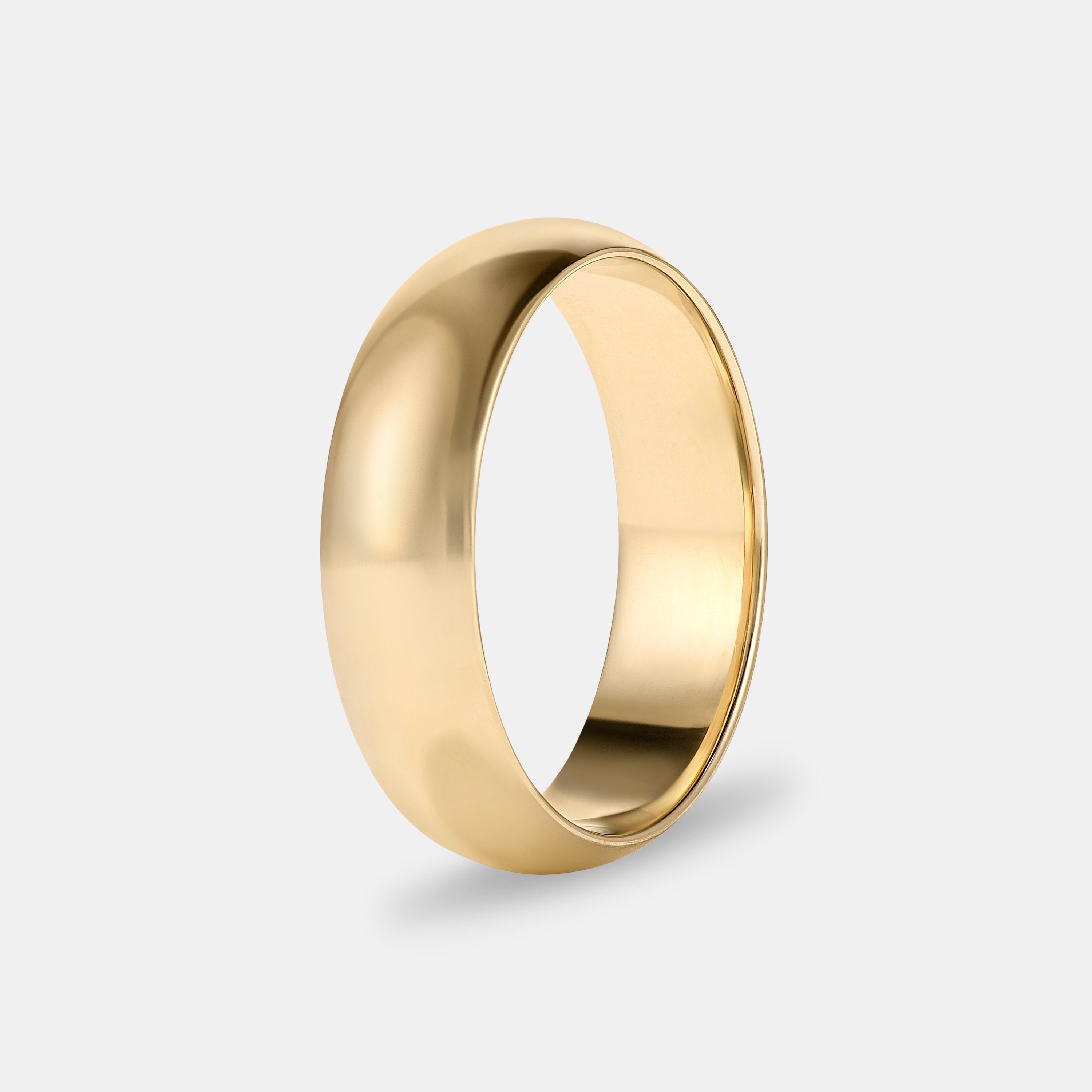 Domed 6mm Band in yellow gold