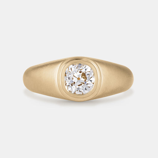 Double Bezel Bombé 0.97ct Antique Old Mine Cut Diamond Ring