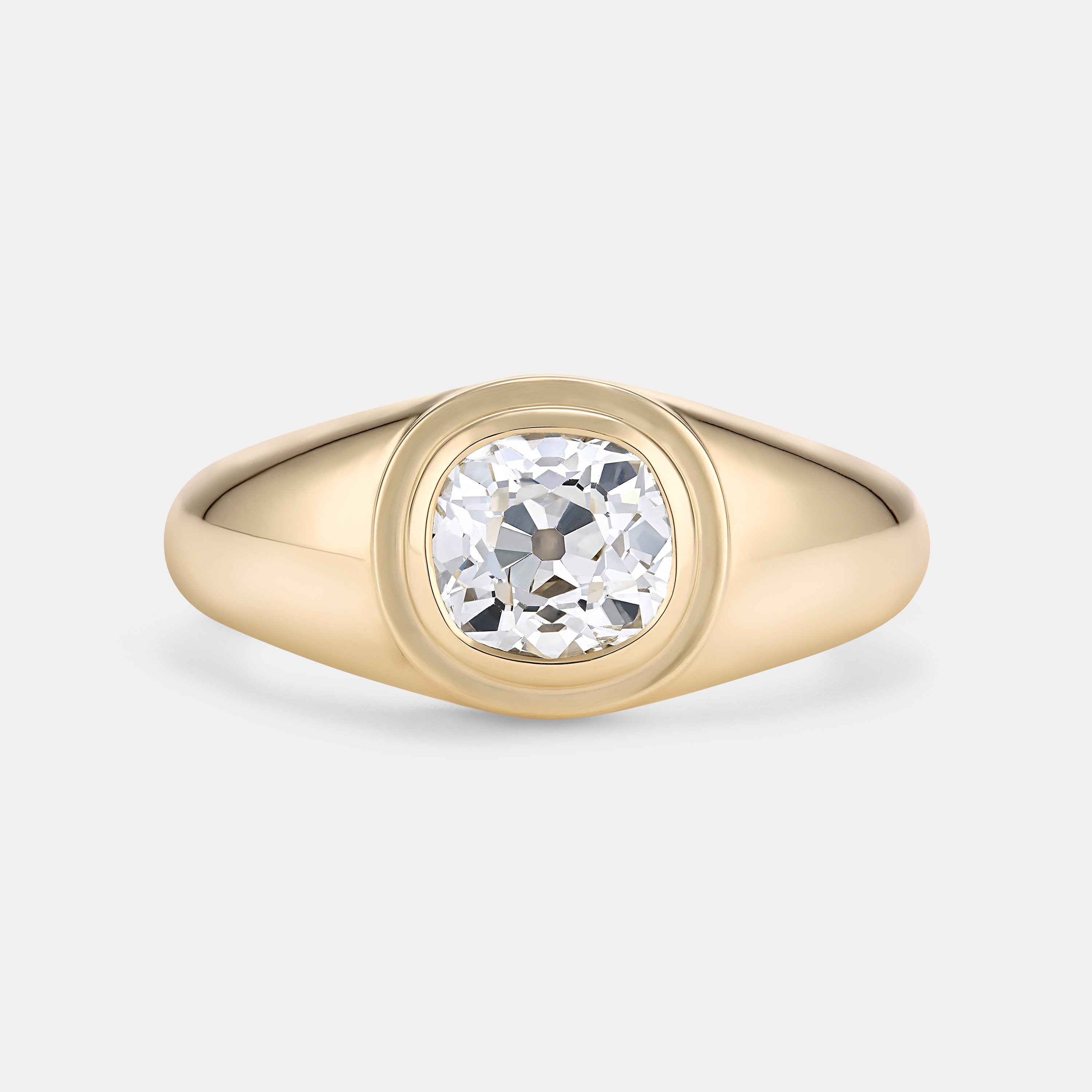 Double Bezel Bombe 1.06ct Antique Old Mine Cut Diamond Engagement Ring