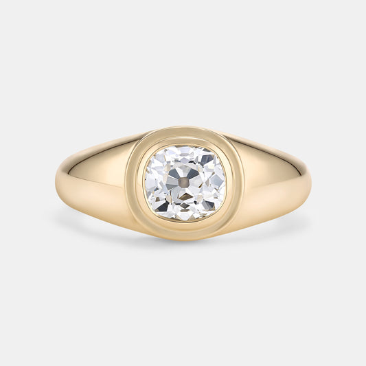 Double Bezel Bombe 1.06ct Antique Old Mine Cut Diamond Engagement Ring