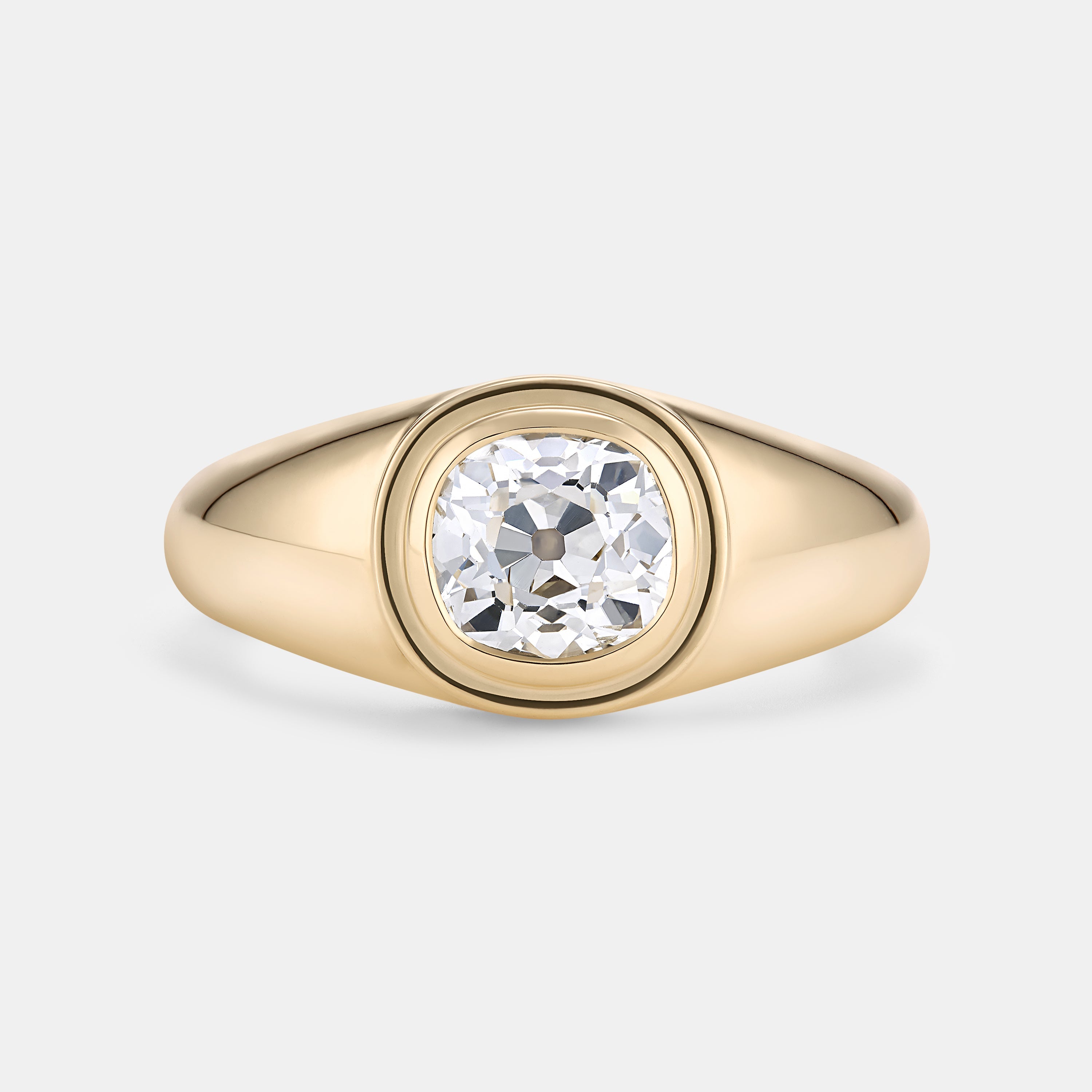 Double Bezel Bombe 1.06ct Antique Old Mine Cut Diamond Engagement Ring