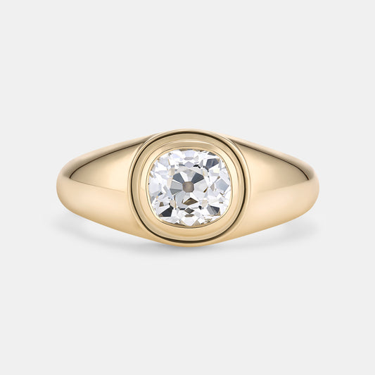Double Bezel Bombe 1.06ct Antique Old Mine Cut Diamond Engagement Ring