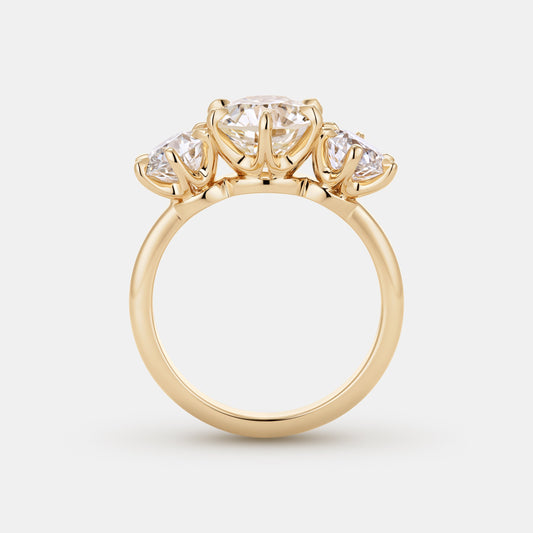 Elizabeth 2.29ct Antique Old European Cut Three Stone Engagement Ring