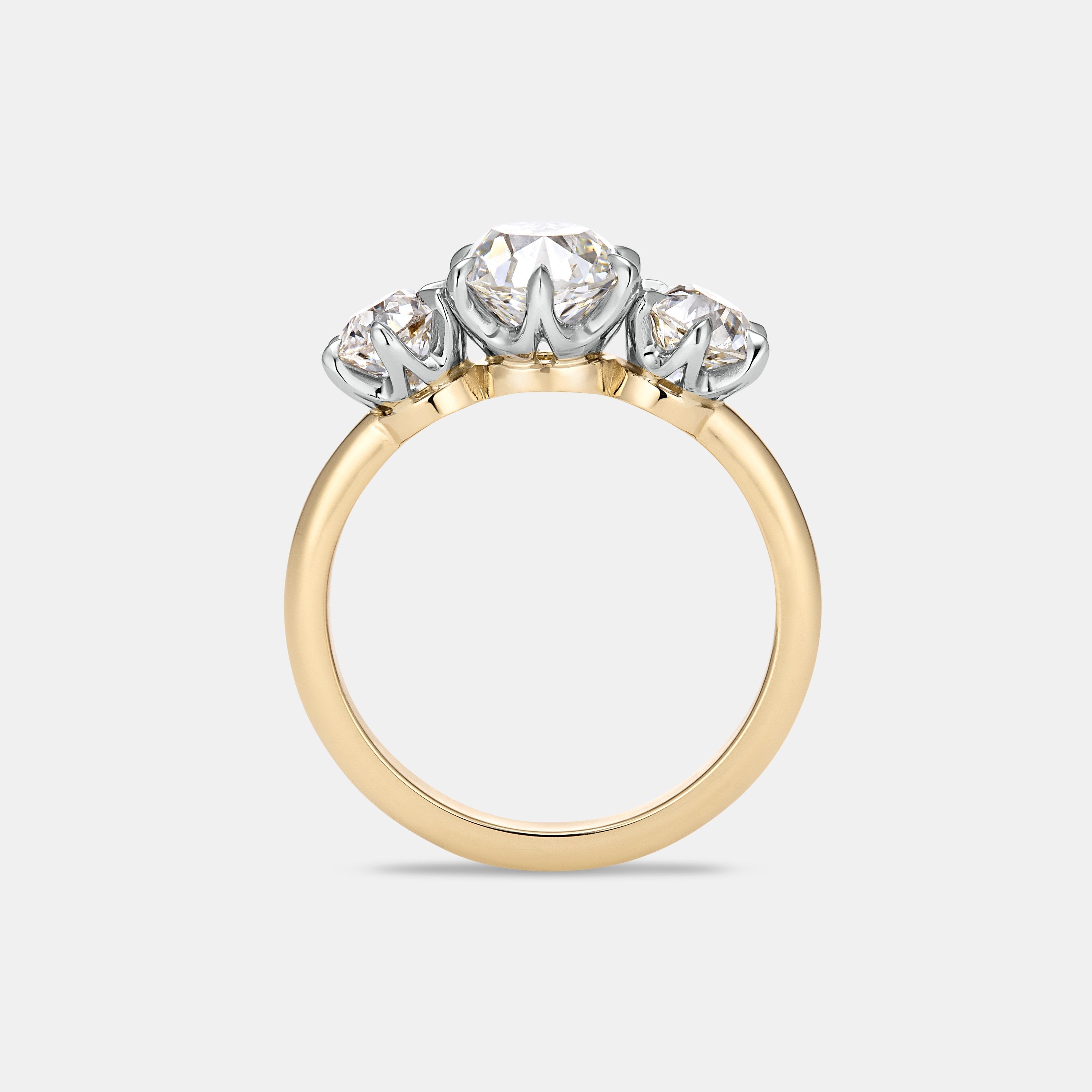 ELIZABETH 2.65ctw Antique Diamond Three Stone Engagement Ring