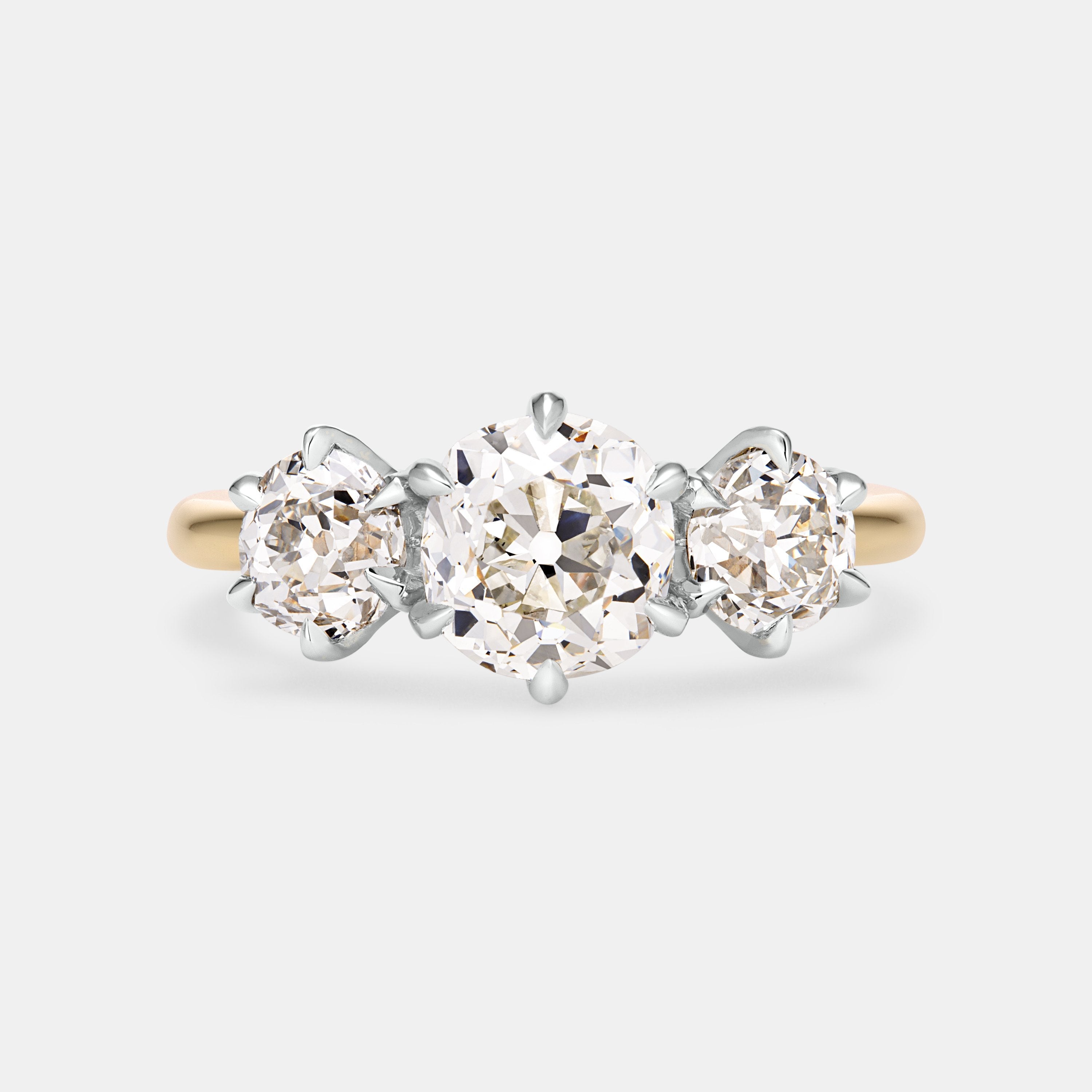 ELIZABETH 2.65ctw Antique Diamond Three Stone Engagement Ring