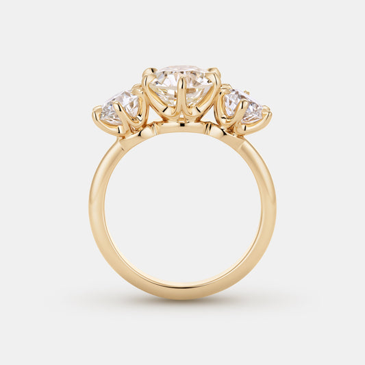 Elizabeth 2.29ct Antique Old European Cut Three Stone Engagement Ring