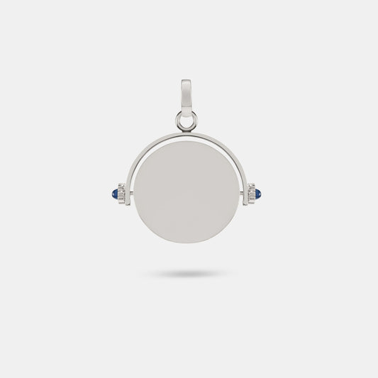 Futurist Spinning Pendant - Sapphire And Diamond In White Gold