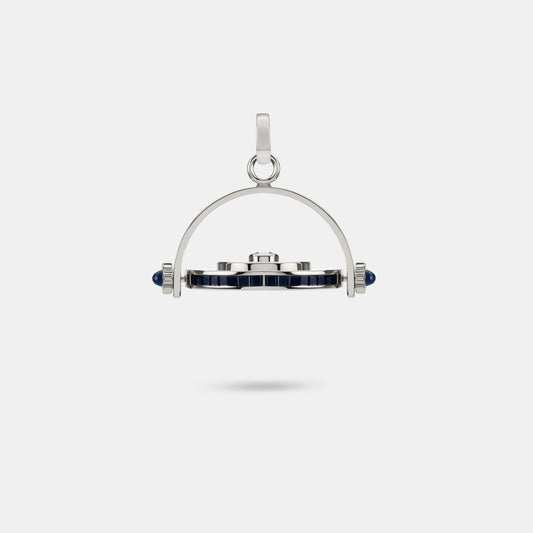 Futurist Spinning Pendant - Sapphire And Diamond In White Gold