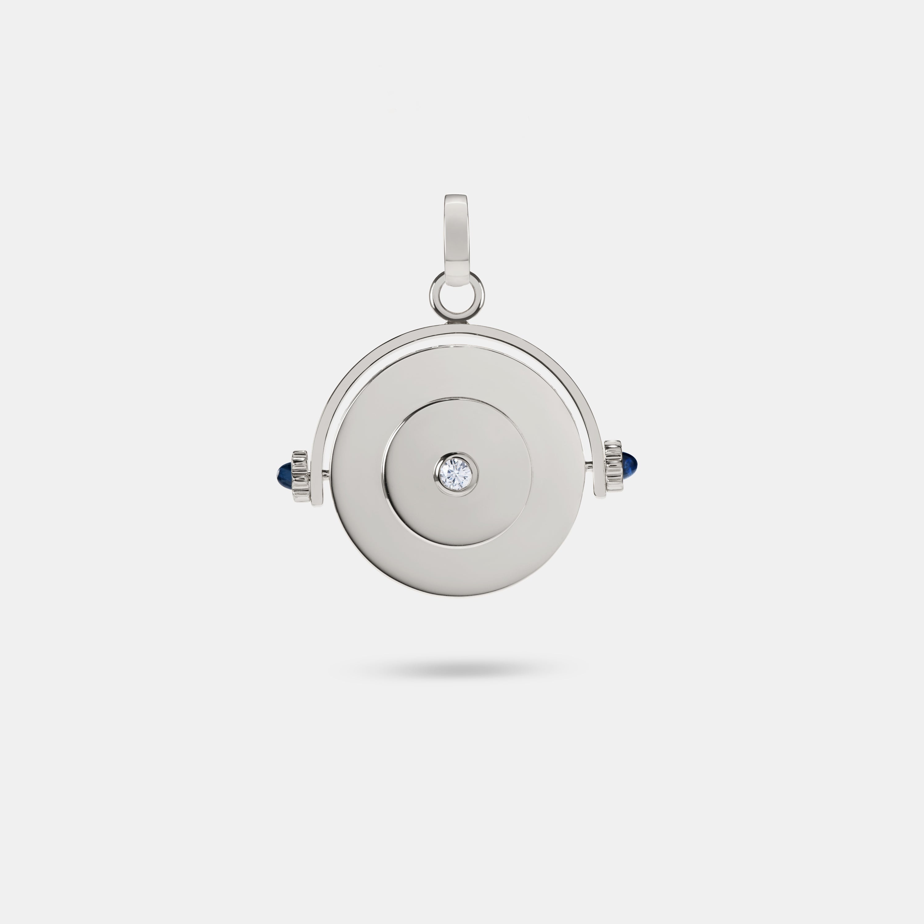 Futurist Spinning Pendant - Sapphire And Diamond In White Gold