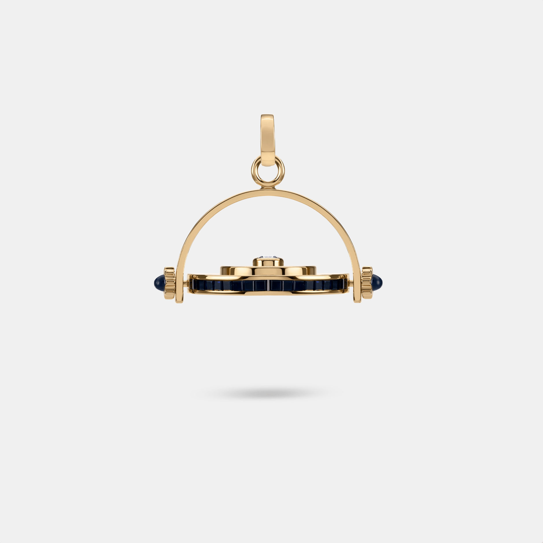 FUTURIST SPINNING PENDANT - SAPPHIRE AND DIAMOND IN YELLOW GOLD