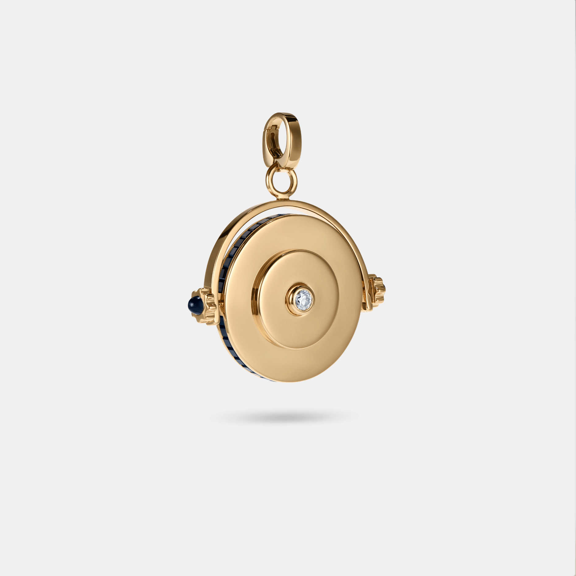 FUTURIST SPINNING PENDANT - SAPPHIRE AND DIAMOND IN YELLOW GOLD