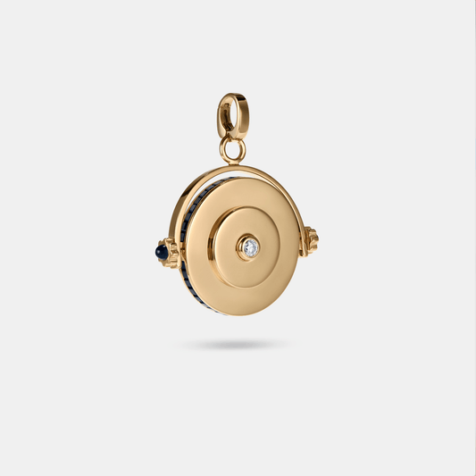 FUTURIST SPINNING PENDANT - SAPPHIRE AND DIAMOND IN YELLOW GOLD