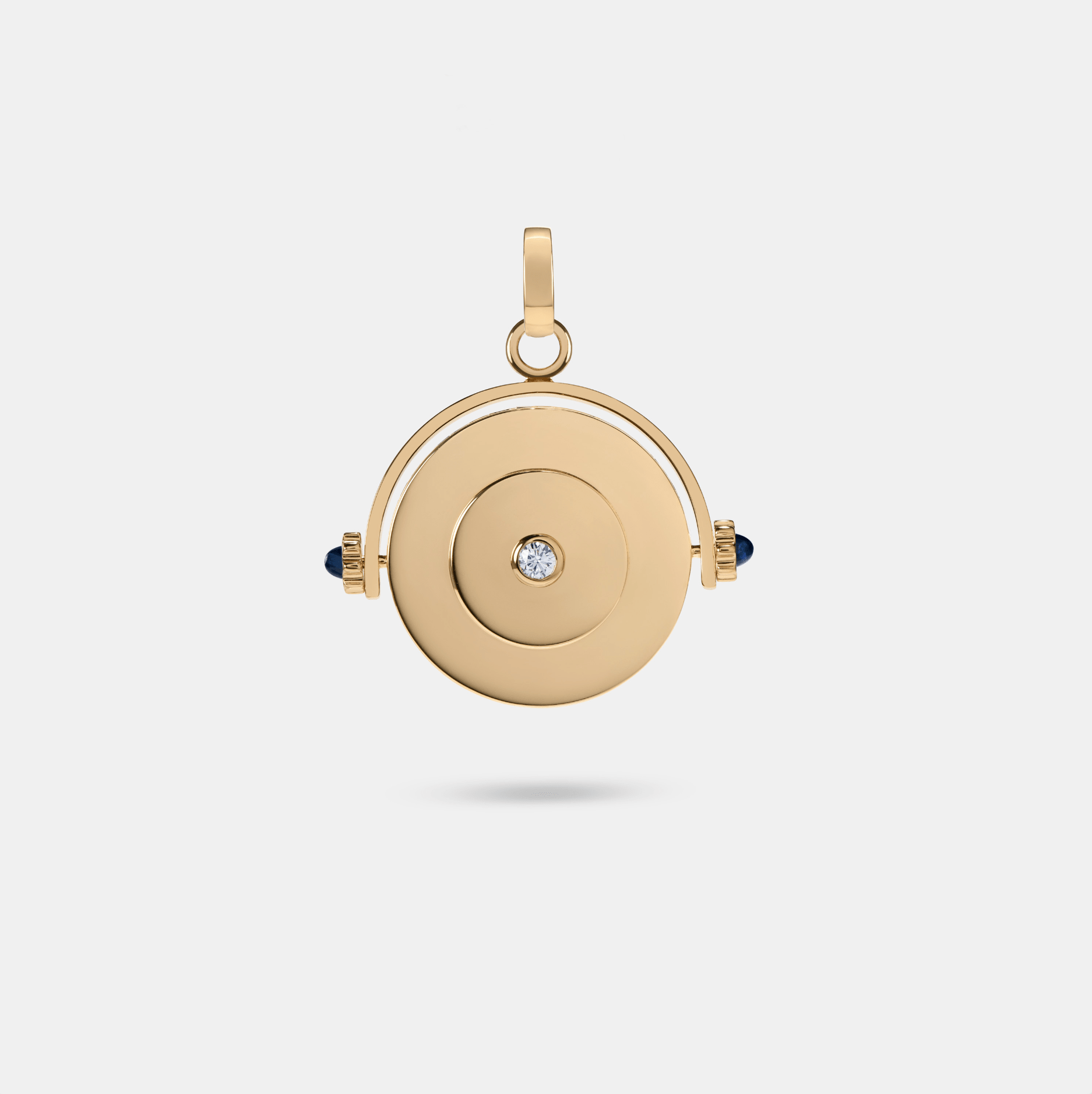 FUTURIST SPINNING PENDANT - SAPPHIRE AND DIAMOND IN YELLOW GOLD