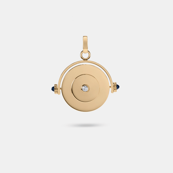 FUTURIST SPINNING PENDANT - SAPPHIRE AND DIAMOND IN YELLOW GOLD