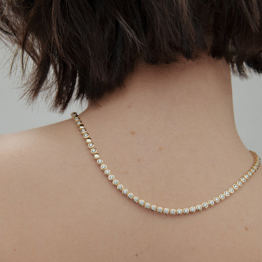 Gradient Bezel Diamond Tennis Necklace - 5.03ctw