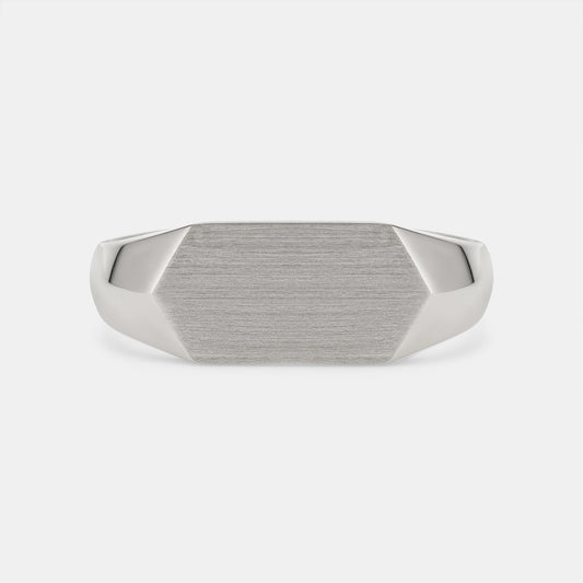 Hexagon Signet Ring in Platinum