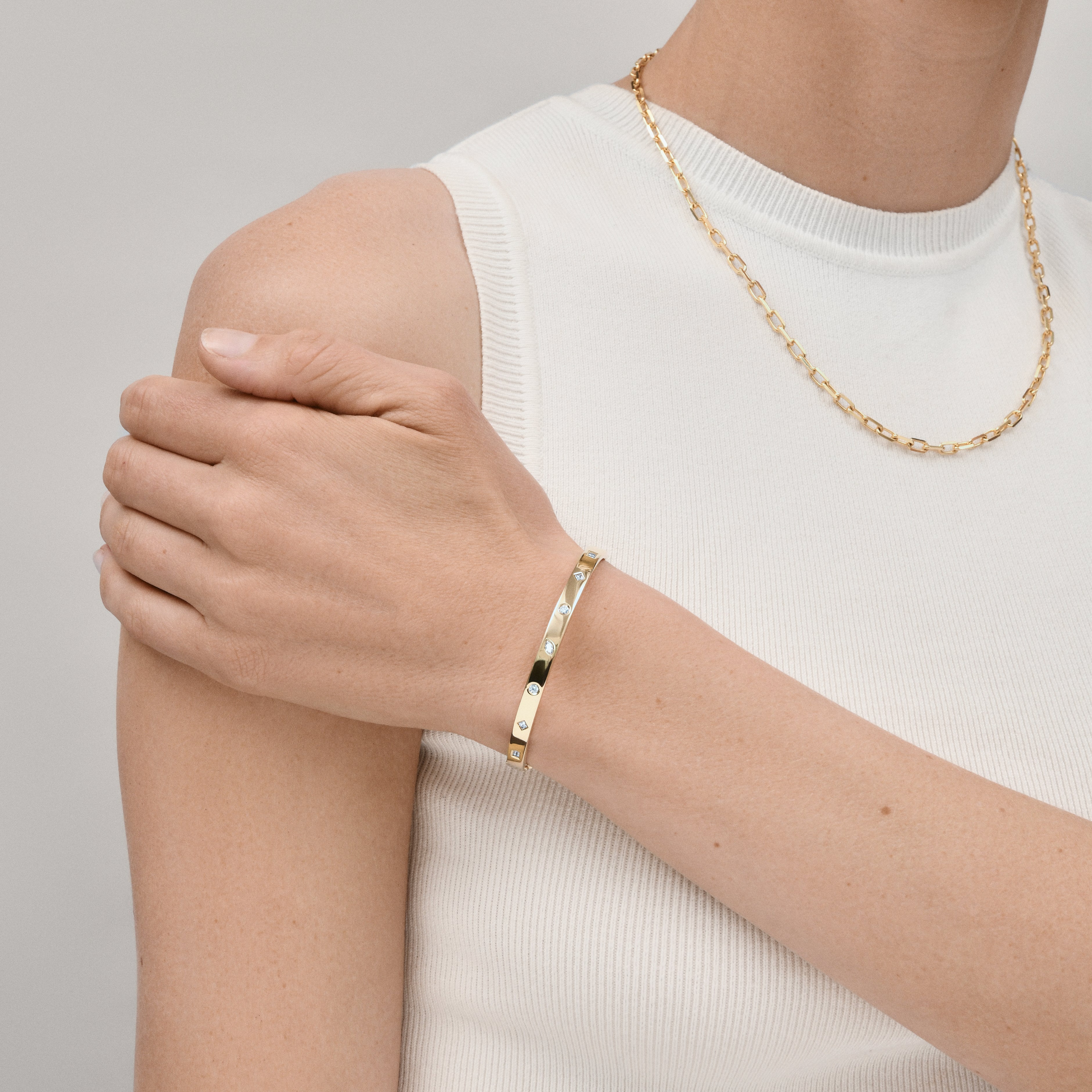 Hinged Bangle With Diamonds