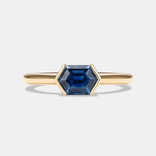 Iman 1.29ct Hexagon Step Cut Sapphire Solitaire Engagement Ring