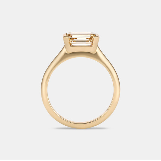 Iman 1.99ct Emerald Champagne Diamond Solitaire Engagement Ring