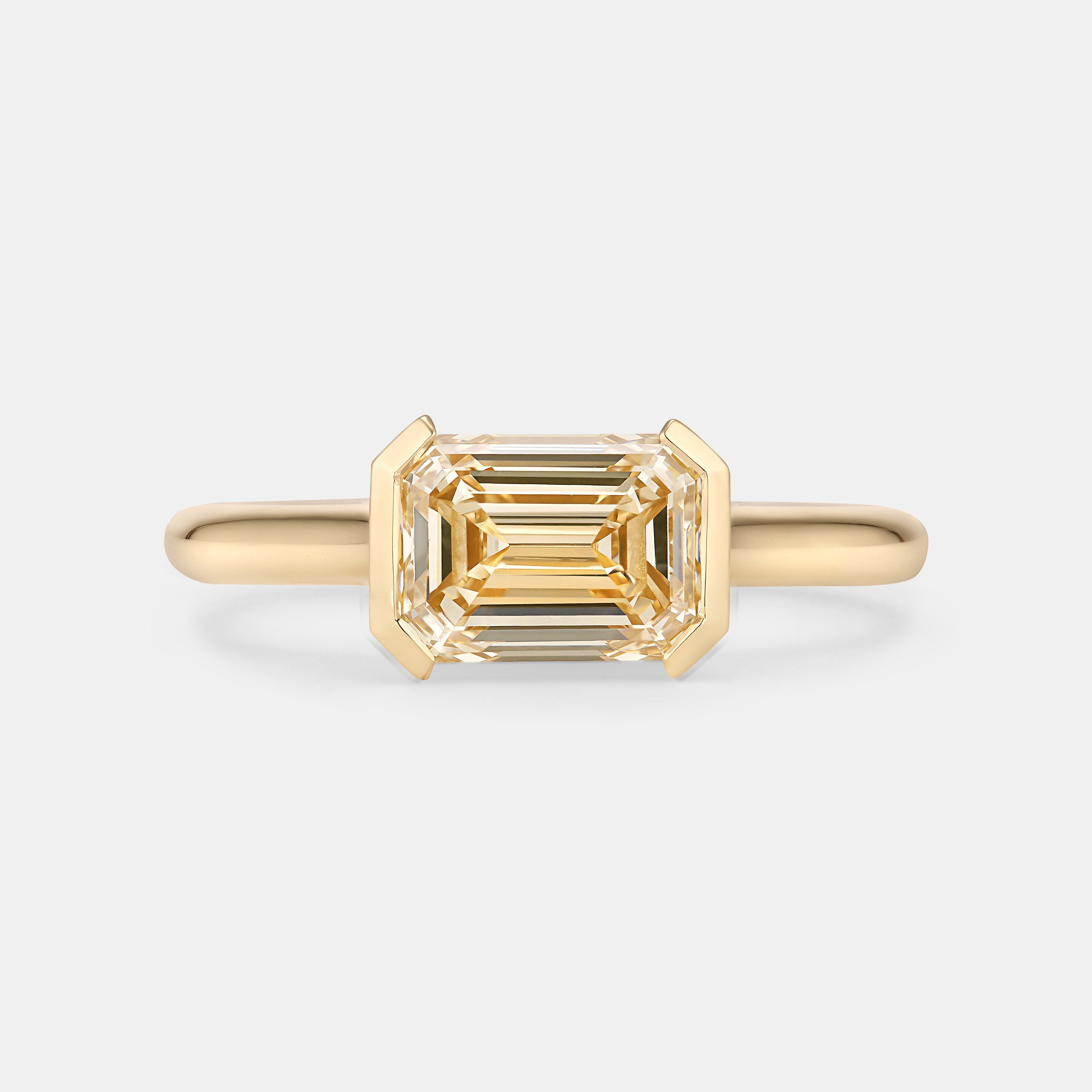 Iman 1.99ct Emerald Champagne Diamond Solitaire Engagement Ring