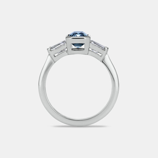 MARCELLA 2.02ct Emerald Cut Sapphire Three Stone Engagement Ring