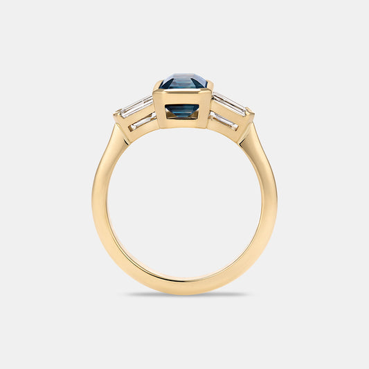 Marcella 2.53ct Emerald Cut Sapphire Three Stone Engagement Ring