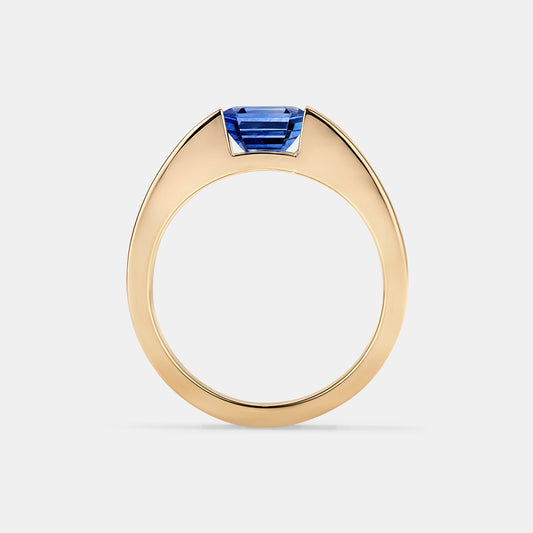 Mies 1.44ct Emerald Cut Blue Ceylon Sapphire Engagement Ring