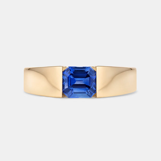 Mies 1.44ct Emerald Cut Blue Ceylon Sapphire Engagement Ring